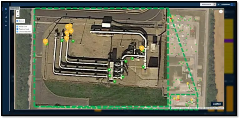 Screenshot of LSI at Bacton. Showing the enpoints and leaks