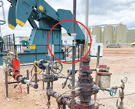 MethaneTrack™ endpoint mounted in close proximity to pump jack & well head